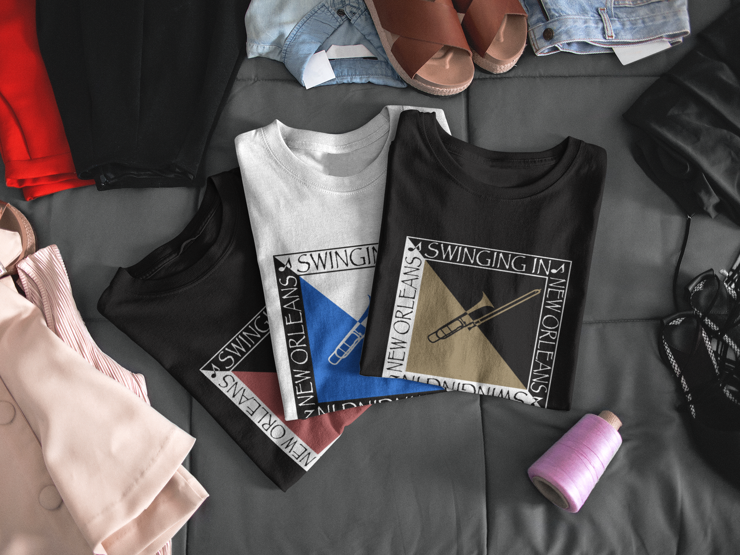 Swinging in New Orleans Trombone Unisex T-Shirt