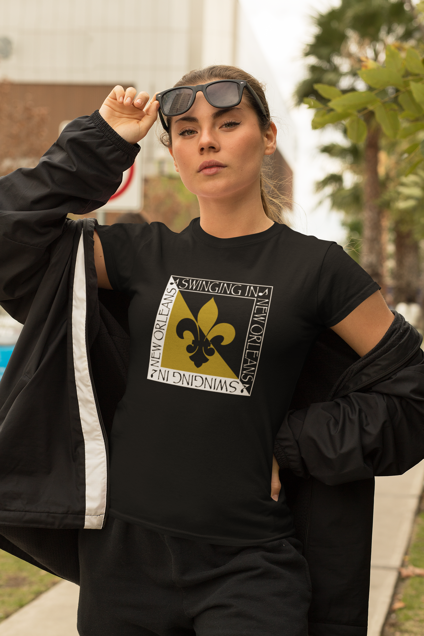 Swinging in New Orleans Fleur De Lis Unisex T-Shirt – Gold Design