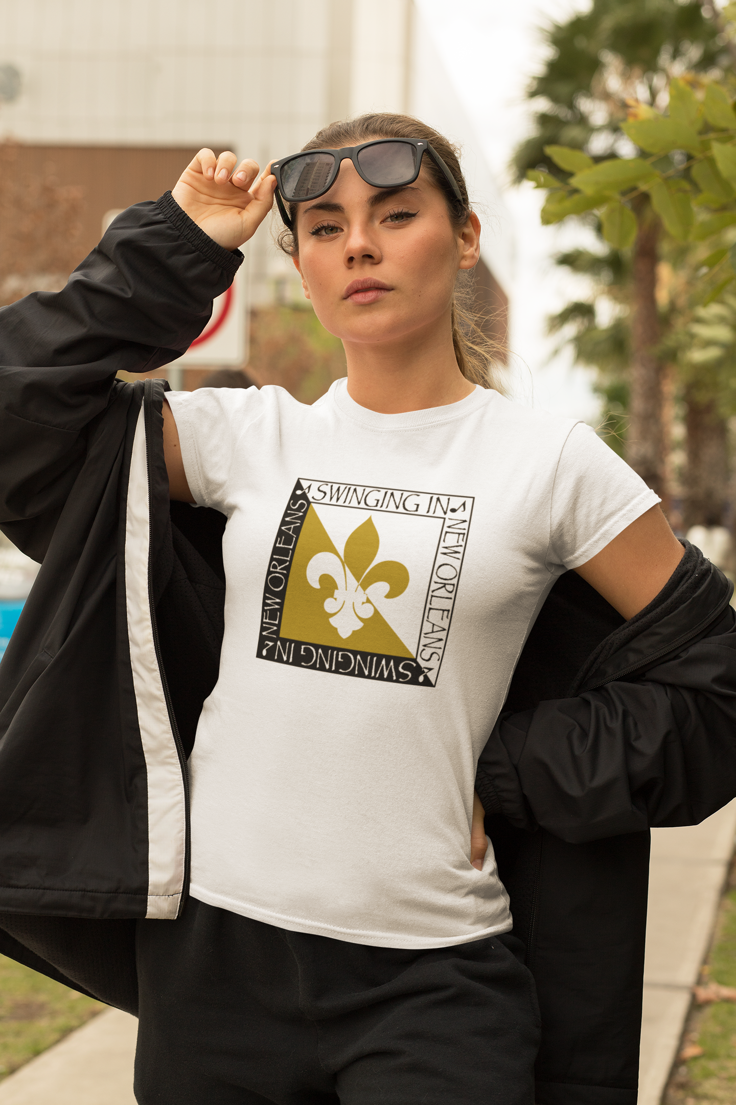 Swinging in New Orleans Fleur De Lis Unisex T-Shirt – Gold Design